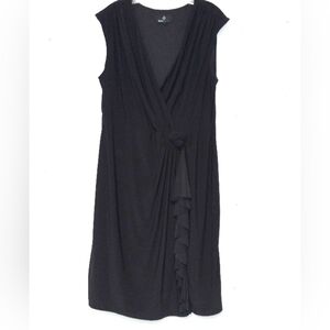 Ronnie Nicole black v neck faux wrap/ruching waist sleeveless stretchy dress 14W